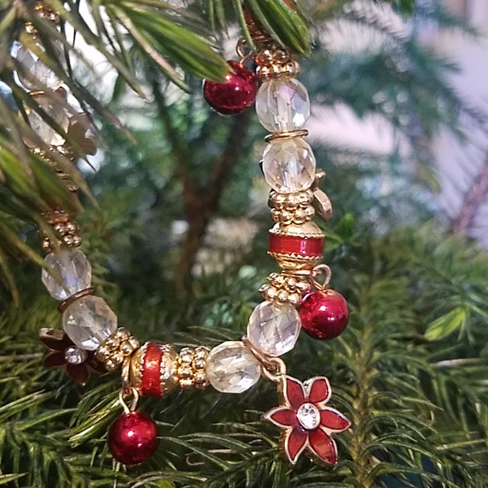 Poinsettia Christmas Bracelet